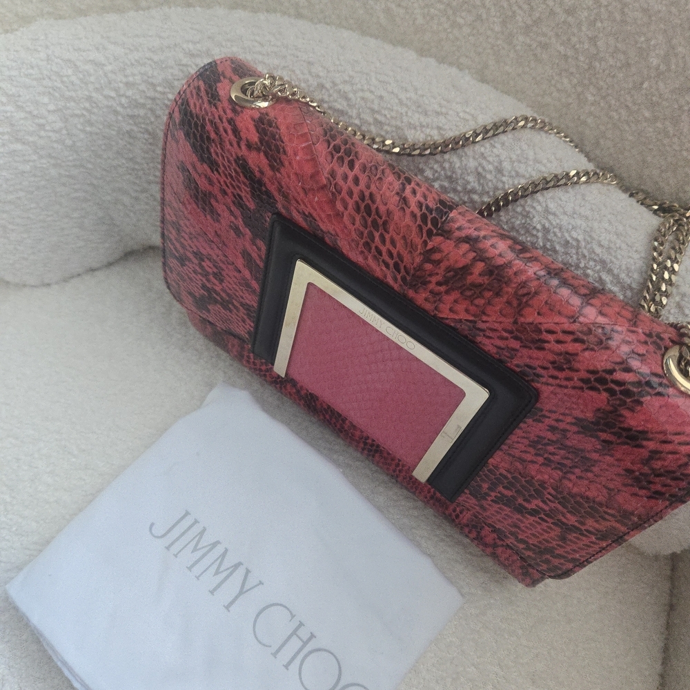 Jimmy Choo Snakeskin Shoulder Bag – Pink & Black EUC - Picture 3 of 17
